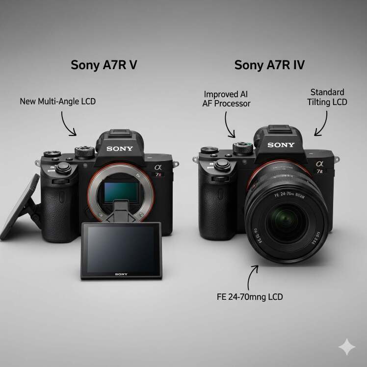 مقایسه Sony A7R V با Sony A7R IV برای عکاسان حرفه‌ای
