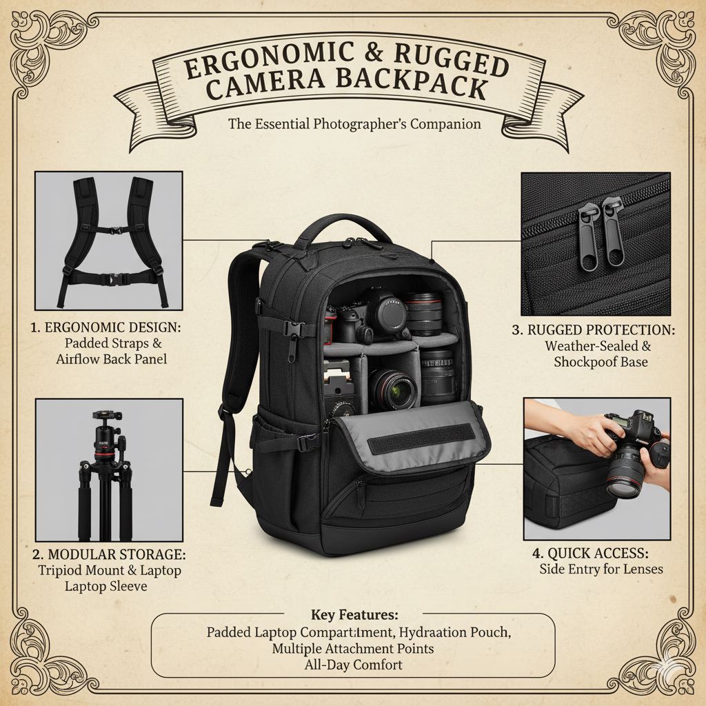  کوله‌پشتی دوربین مقاوم و ارگونومیک