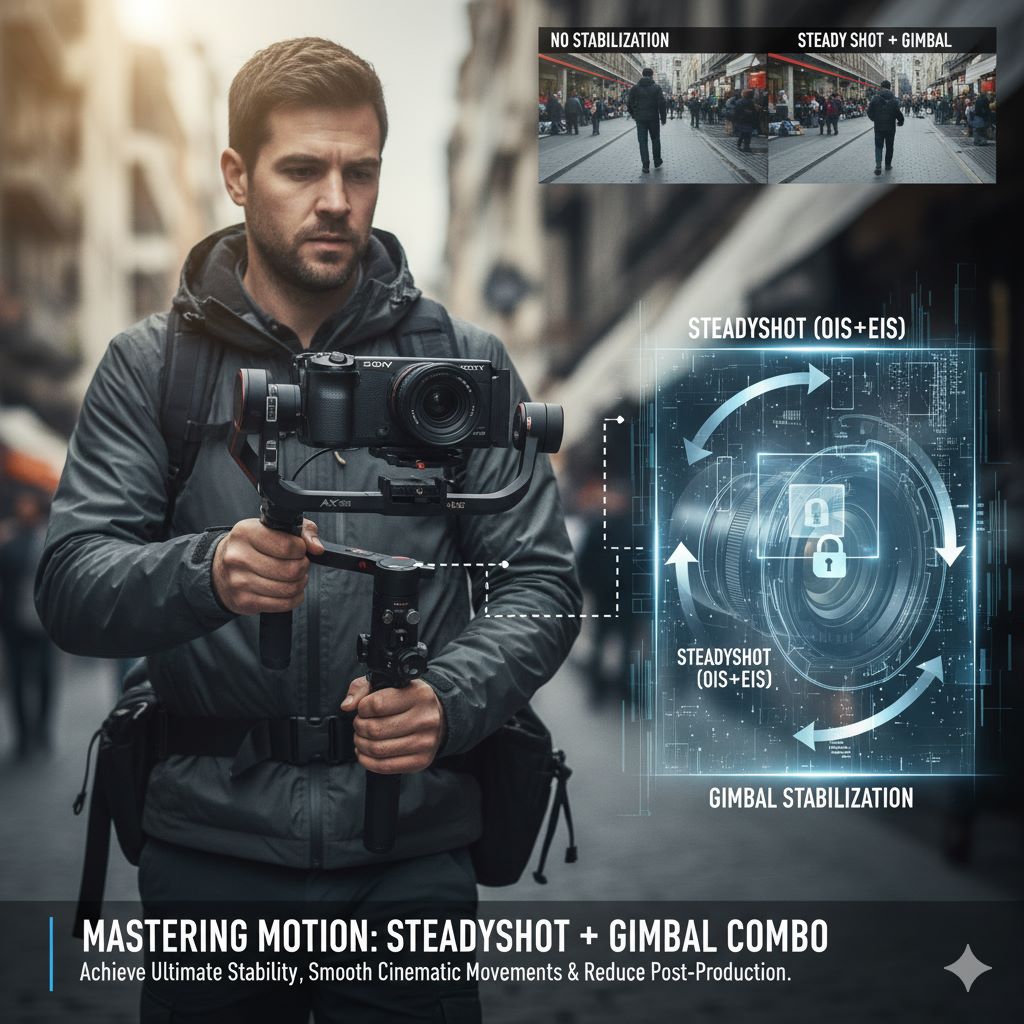 ۸. ترکیب SteadyShot با گیمبال و تجهیزات جانبی