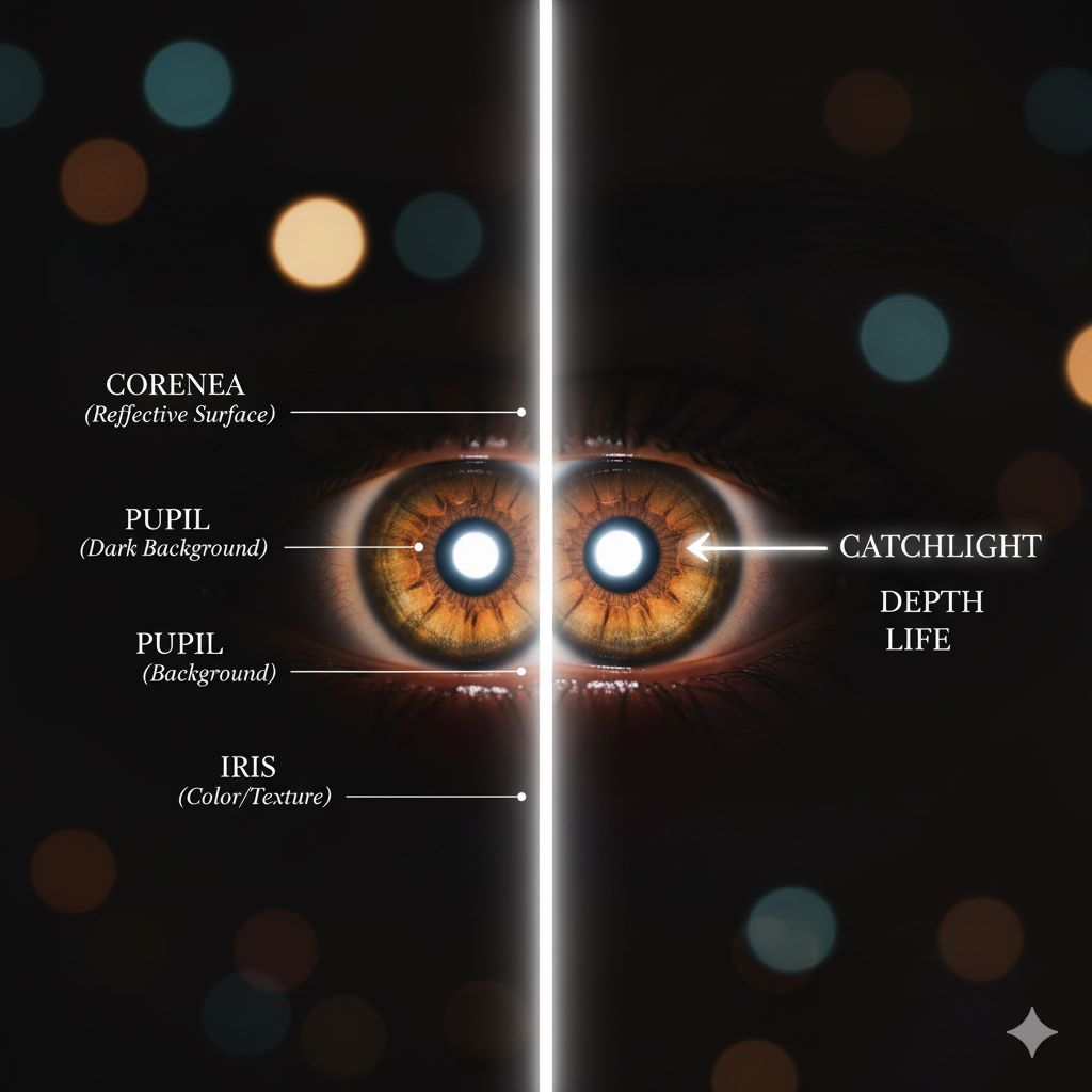 اجزای فیزیکی چشم مرتبط با catchlights