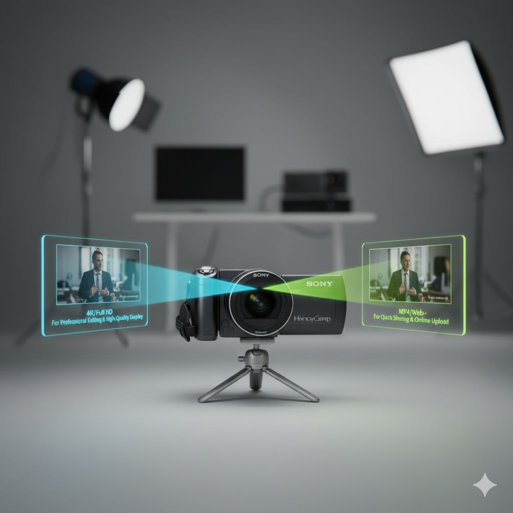 ۴. ضبط دوگانه (Dual Video Recording): دو کیفیت هم‌زمان برای دو هدف متفاوت
