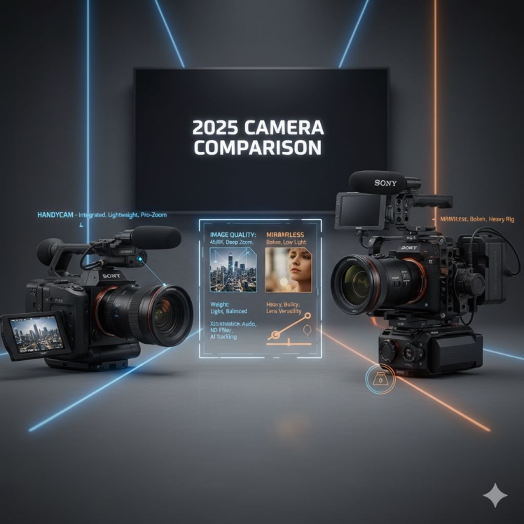 مقایسه هندی‌کم سونی با دوربین‌های بدون آینه یا DSLR در فیلمبرداری: بررسی کیفیت تصویر، وزن و امکانات ضبط در سال ۲۰۲۵