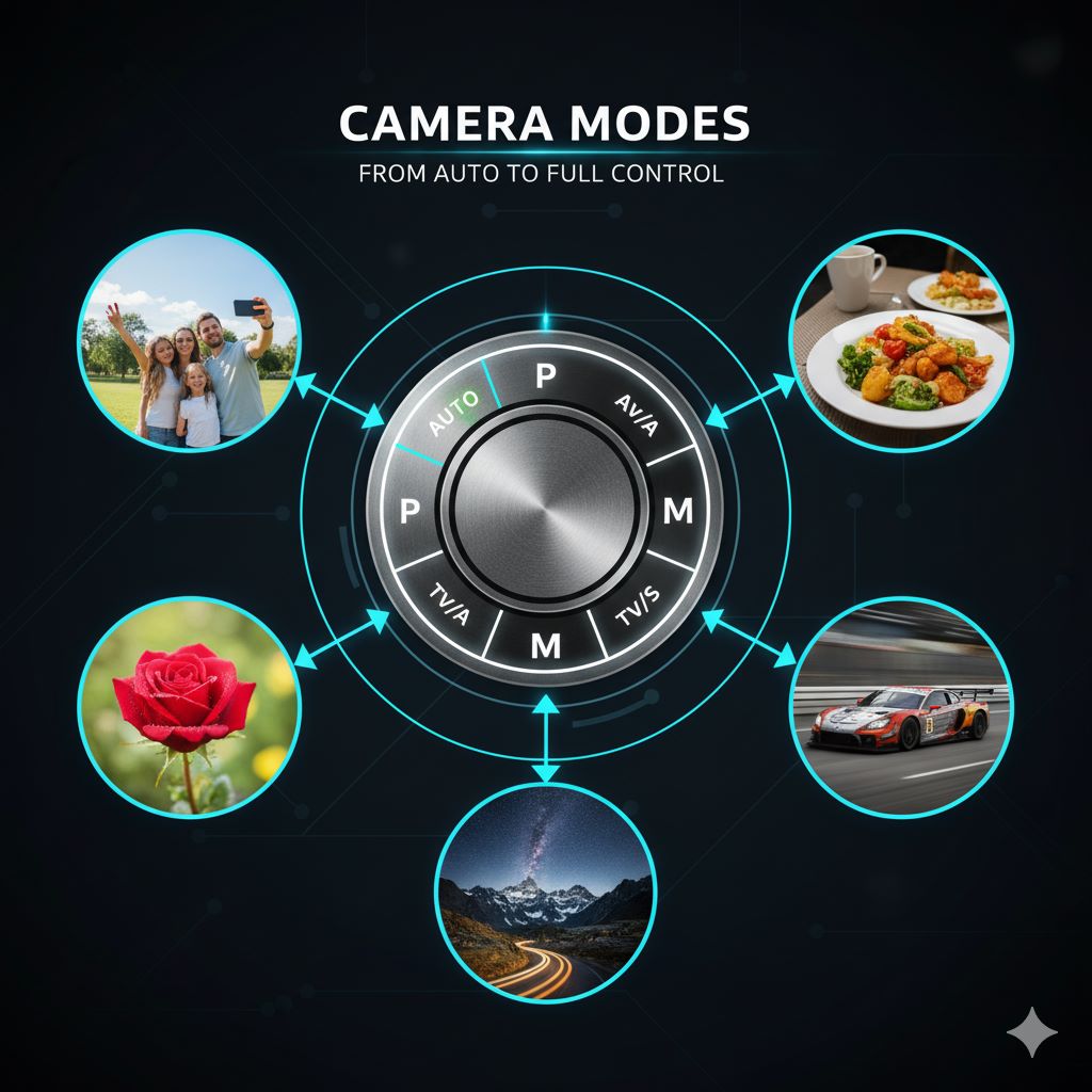 مودهای عکاسی (Camera Modes): از خودکار تا کنترل کامل
