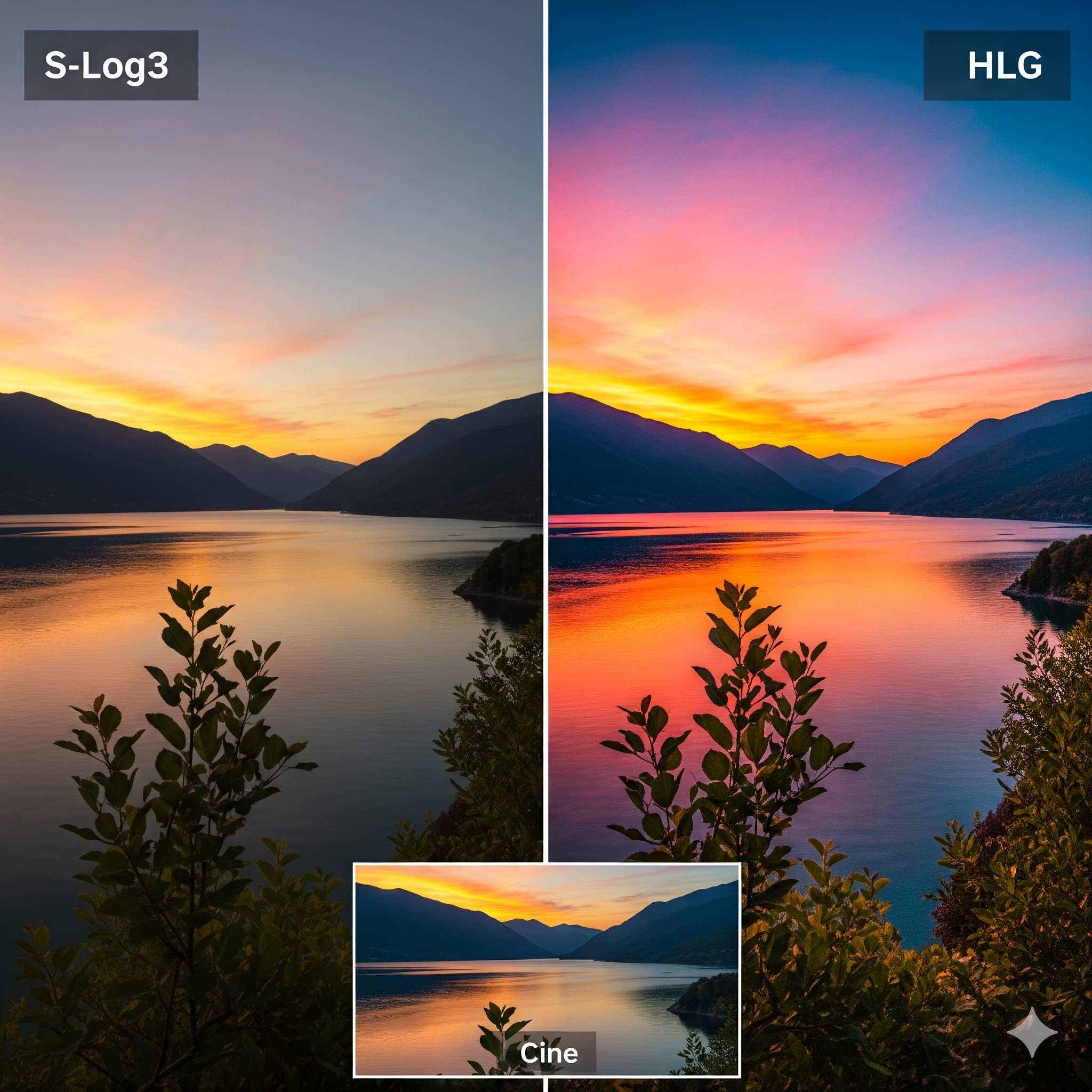 انتخاب پروفایل‌های رنگی: S-Log3، HLG و Cine